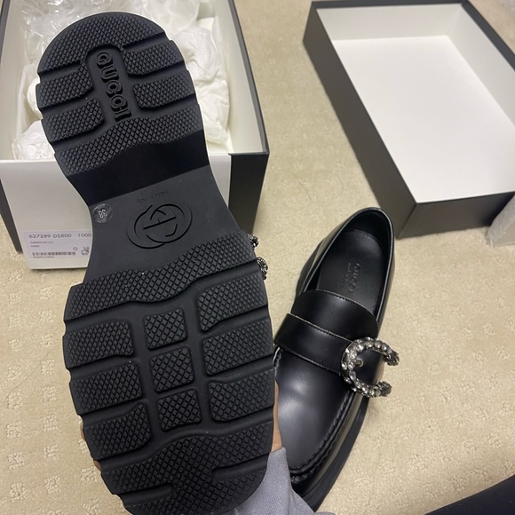 GUCCI Black Dionysus Cordovan Lux Tiger Head Loafers Leather moccasin 38 - Picture 4 of 5